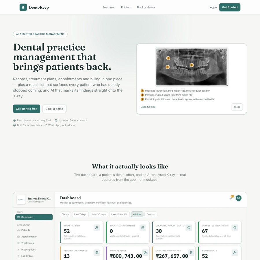 DentoKeep homepage